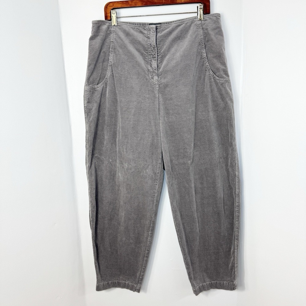 OSKA Barrel Leg Corduroy Trousers Sz 4 (12/14) Gray Stretch Cord Balloon Pants
